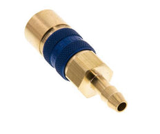 Brass DN 5 Blue-Coded Air Coupling Socket 6 mm Hose Pillar
