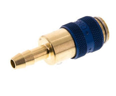 Brass DN 5 Blue Air Coupling Socket 6 mm Hose Pillar Double Shut-Off