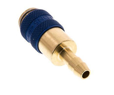 Brass DN 5 Blue Air Coupling Socket 6 mm Hose Pillar Double Shut-Off