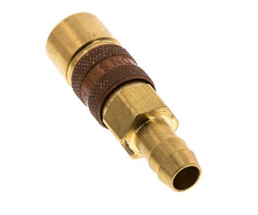 Brass DN 5 Brown-Coded Air Coupling Socket 9 mm Hose Pillar