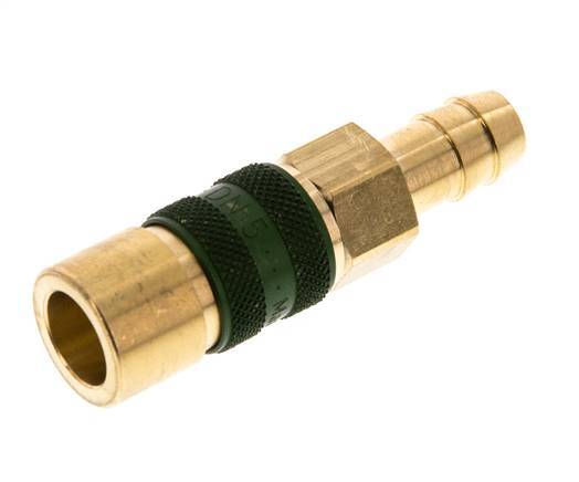 Brass DN 5 Green-Coded Air Coupling Socket 9 mm Hose Pillar