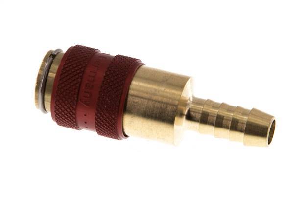 Brass DN 5 Red Air Coupling Socket 6 mm Hose Pillar