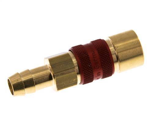 Brass DN 5 Red-Coded Air Coupling Socket 9 mm Hose Pillar