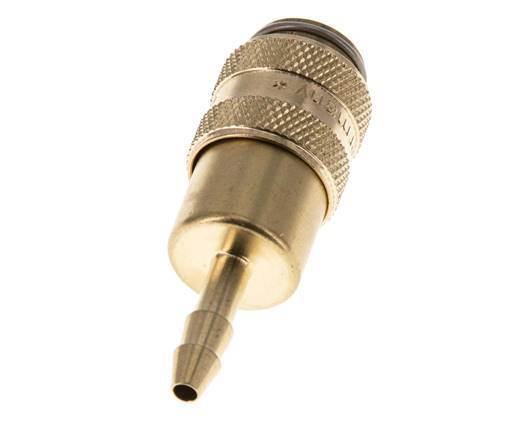 Brass DN 5 Air Coupling Socket 4 mm Hose Pillar Double Shut-Off