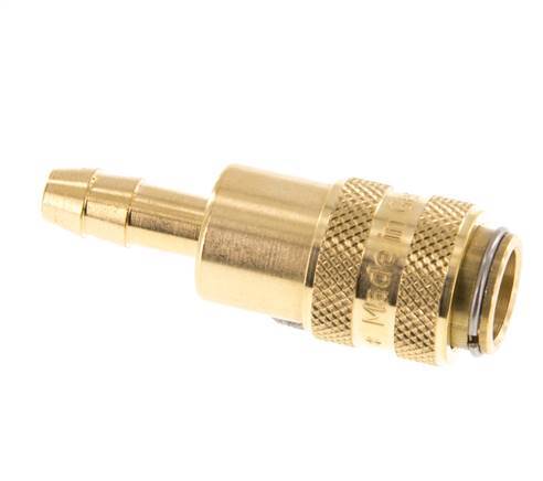 Brass DN 5 Air Coupling Socket 6 mm Hose Pillar Double Shut-Off