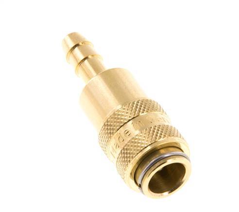 Brass DN 5 Air Coupling Socket 6 mm Hose Pillar Double Shut-Off