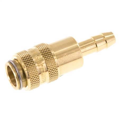 Brass DN 5 Air Coupling Socket 6 mm Hose Pillar Double Shut-Off