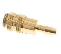 Brass DN 5 Air Coupling Socket 6 mm Hose Pillar Double Shut-Off