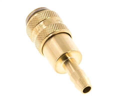 Brass DN 5 Air Coupling Socket 6 mm Hose Pillar Double Shut-Off