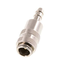 Nickel-plated Brass DN 5 Air Coupling Socket 6 mm Hose Pillar Double Shut-Off