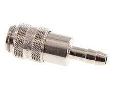 Nickel-plated Brass DN 5 Air Coupling Socket 6 mm Hose Pillar Double Shut-Off