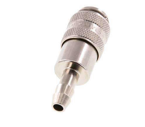 Nickel-plated Brass DN 5 Air Coupling Socket 6 mm Hose Pillar Double Shut-Off