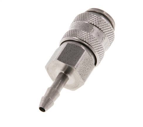 Stainless steel DN 5 Air Coupling Socket 4 mm Hose Pillar Double Shut-Off