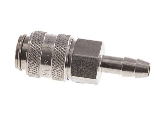 Stainless steel DN 5 Air Coupling Socket 6 mm Hose Pillar Double Shut-Off