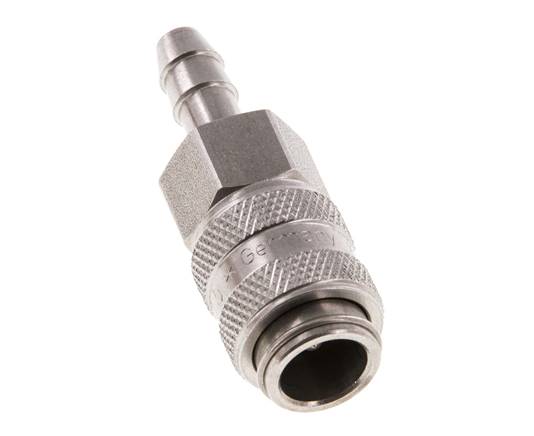 Stainless steel DN 5 Air Coupling Socket 6 mm Hose Pillar Double Shut-Off