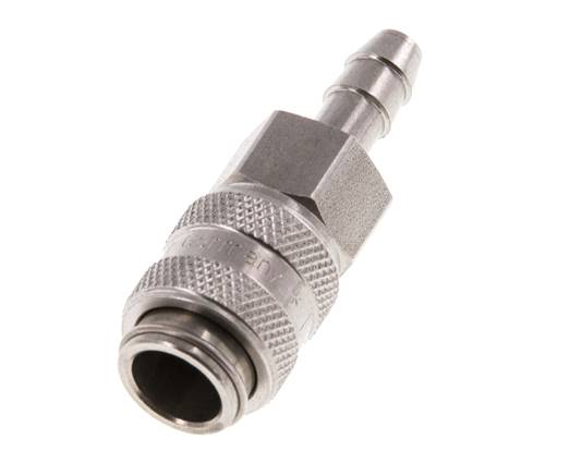 Stainless steel DN 5 Air Coupling Socket 6 mm Hose Pillar Double Shut-Off