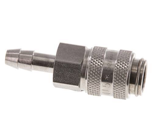 Stainless steel DN 5 Air Coupling Socket 6 mm Hose Pillar Double Shut-Off