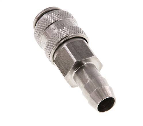 Stainless steel DN 5 Air Coupling Socket 9 mm Hose Pillar Double Shut-Off