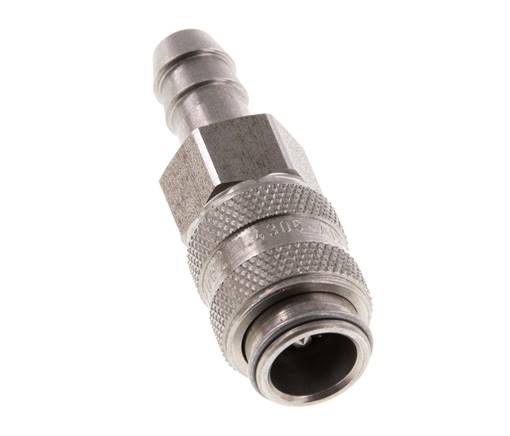 Stainless steel DN 5 Air Coupling Socket 8 mm Hose Pillar Double Shut-Off