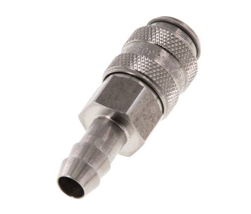 Stainless steel DN 5 Air Coupling Socket 8 mm Hose Pillar Double Shut-Off