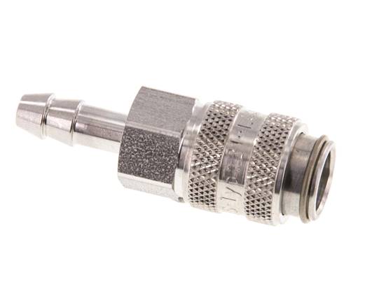 Stainless Steel 316L DN 5 Air Coupling Socket 4 mm Hose Pillar Double Shut-Off