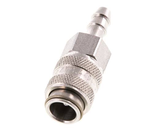 Stainless Steel 316L DN 5 Air Coupling Socket 4 mm Hose Pillar Double Shut-Off
