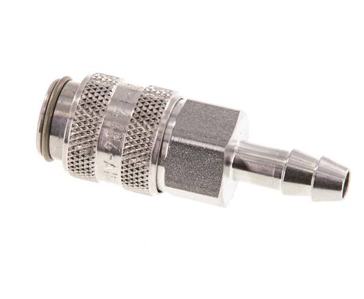 Stainless Steel 316L DN 5 Air Coupling Socket 4 mm Hose Pillar Double Shut-Off