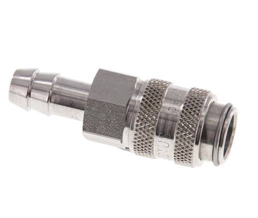 Stainless Steel 316L DN 5 Air Coupling Socket 8 mm Hose Pillar Double Shut-Off