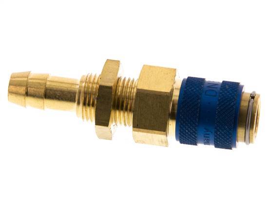 Brass DN 5 Blue Air Coupling Socket 8 mm Hose Pillar Bulkhead