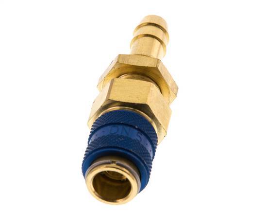 Brass DN 5 Blue Air Coupling Socket 8 mm Hose Pillar Bulkhead