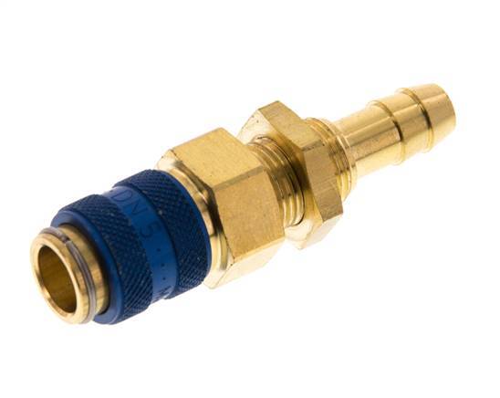 Brass DN 5 Blue Air Coupling Socket 8 mm Hose Pillar Bulkhead