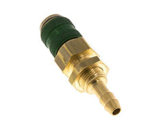 Brass DN 5 Green Air Coupling Socket 6 mm Hose Pillar Bulkhead