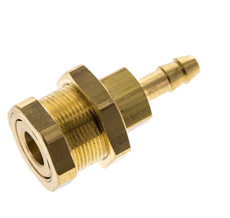 Brass DN 5 Air Coupling Socket 6 mm Hose Pillar Bulkhead Pull-Off