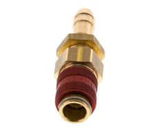 Brass DN 5 Red Air Coupling Socket 8 mm Hose Pillar Bulkhead