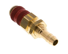 Brass DN 5 Red Air Coupling Socket 8 mm Hose Pillar Bulkhead