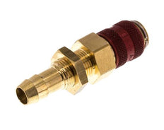 Brass DN 5 Red Air Coupling Socket 9 mm Hose Pillar Bulkhead Double Shut-Off