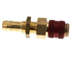 Brass DN 5 Red Air Coupling Socket 9 mm Hose Pillar Bulkhead Double Shut-Off