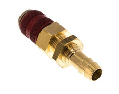 Brass DN 5 Red Air Coupling Socket 9 mm Hose Pillar Bulkhead Double Shut-Off