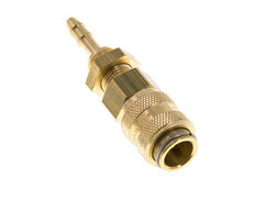 Brass DN 5 Air Coupling Socket 4 mm Hose Pillar Bulkhead Double Shut-Off