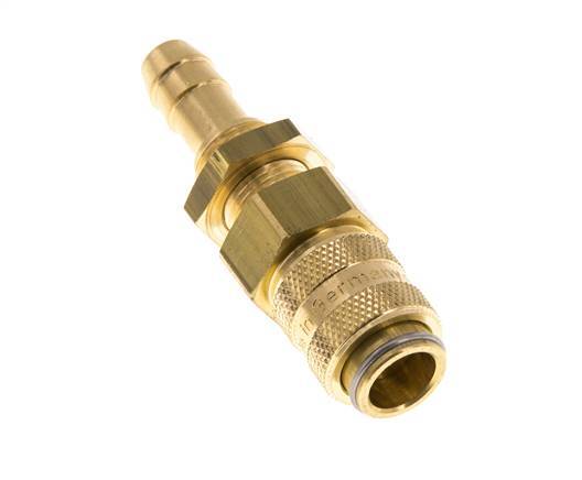 Brass DN 5 Air Coupling Socket 8 mm Hose Pillar Bulkhead Double Shut-Off