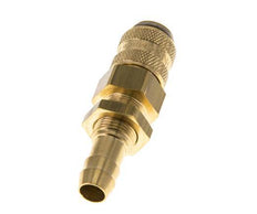 Brass DN 5 Air Coupling Socket 9 mm Hose Pillar Bulkhead Double Shut-Off