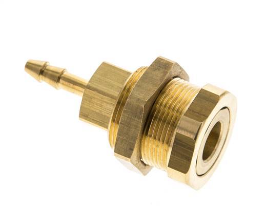 Brass DN 5 Air Coupling Socket 4 mm Hose Pillar Bulkhead Pull-Off Double Shut-Off