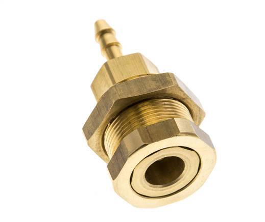 Brass DN 5 Air Coupling Socket 4 mm Hose Pillar Bulkhead Pull-Off Double Shut-Off