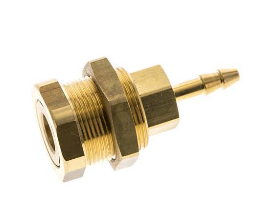 Brass DN 5 Air Coupling Socket 4 mm Hose Pillar Bulkhead Pull-Off Double Shut-Off