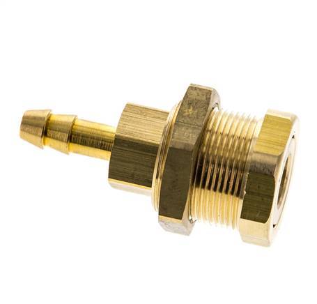 Brass DN 5 Air Coupling Socket 6 mm Hose Pillar Bulkhead Pull-Off Double Shut-Off