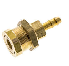 Brass DN 5 Air Coupling Socket 6 mm Hose Pillar Bulkhead Pull-Off Double Shut-Off