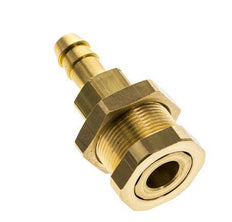 Brass DN 5 Air Coupling Socket 8 mm Hose Pillar Bulkhead Pull-Off Double Shut-Off