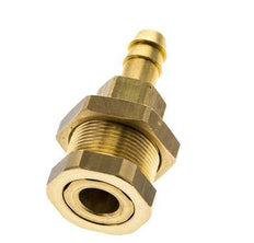 Brass DN 5 Air Coupling Socket 8 mm Hose Pillar Bulkhead Pull-Off Double Shut-Off