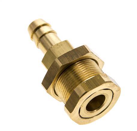 Brass DN 5 Air Coupling Socket 9 mm Hose Pillar Bulkhead Pull-Off Double Shut-Off