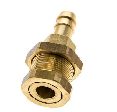 Brass DN 5 Air Coupling Socket 9 mm Hose Pillar Bulkhead Pull-Off Double Shut-Off